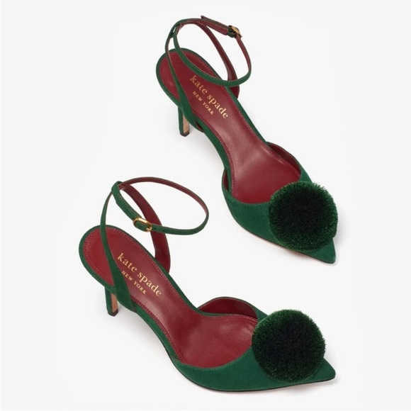 ♠️kate spade Amour Pom Pumps, Arugula Green NIB - Picture 2 of 15